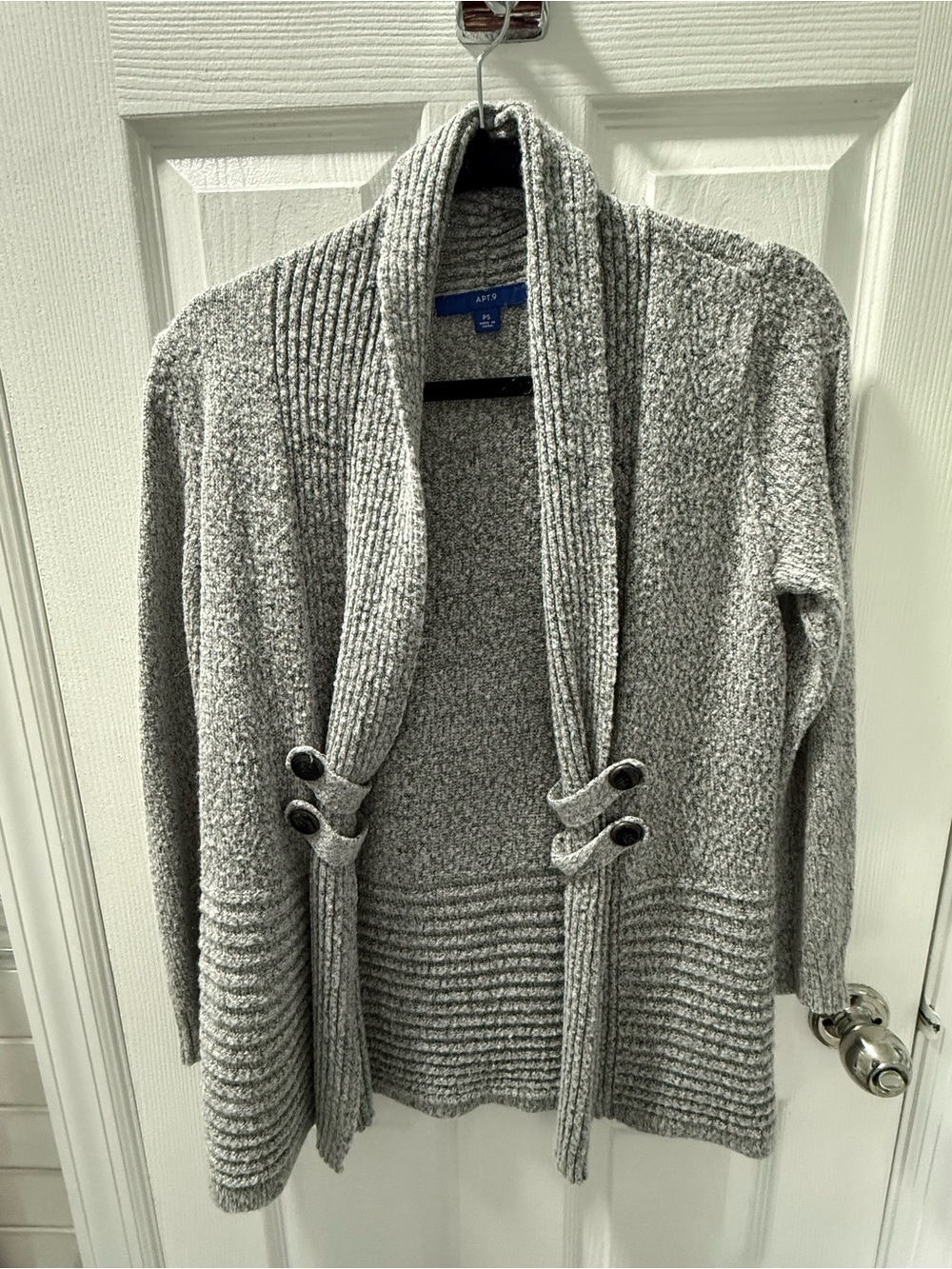 Apt. 9 Heather Gray Shawl-Collar Button-Accent Cardigan